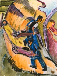 Hommes avec des brouettes